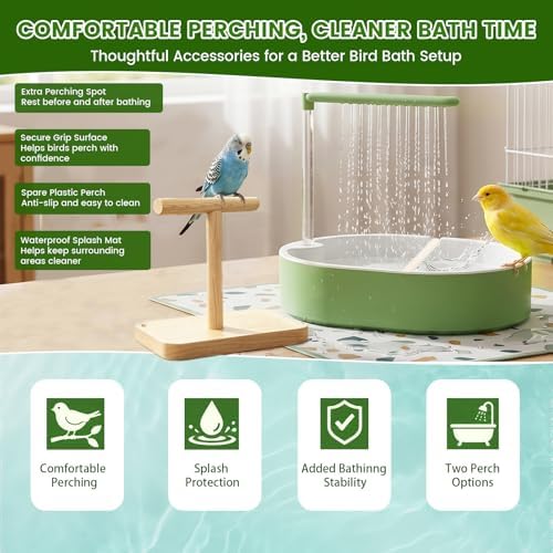 Bird Shower Bath Set for Budgies, Cockatiels & Small Parrots, Indoor Bird Bath - Image 3