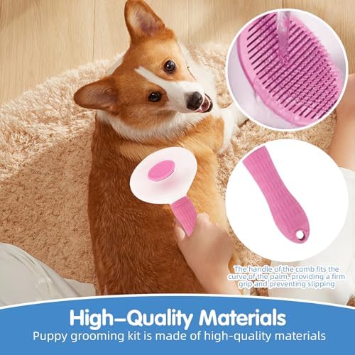 Oromaviela 3PCS Dog Cat Rabbit Bunny Grooming Kit, Self-Cleaning Slicker Dog - Image 7