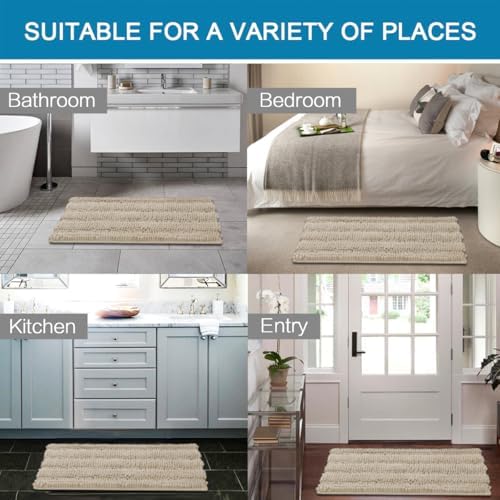 H.VERSAILTEX Bath Mats for Bathroom Non Slip Thick Chenille Striped Bath Rug - Image 6