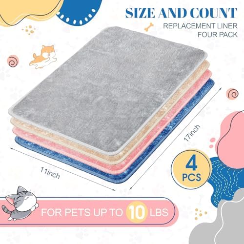 Drydiet 4 Pcs Cat Carrier Pad Reversible Liner, 17 x 11 Inch - Image 2