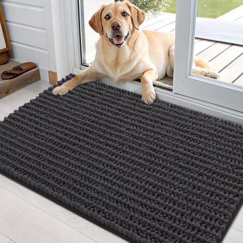 OLANLY Dog Door Mat for Muddy Paws 36x24, Ultra-Absorbent Chenille Mud Mat by OLANLY