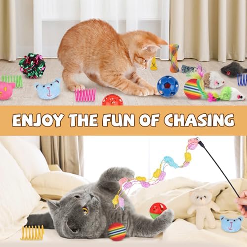 QUOZUO 30 Pcs Cat Toy Kitten Toys Set, Interactive Cat Toy Wand Cat Springs - Image 5