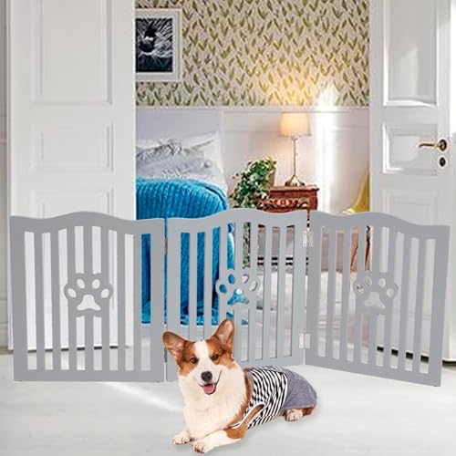 Pet Gate Wooden Free Grey Standing Dog Gate - Image 7