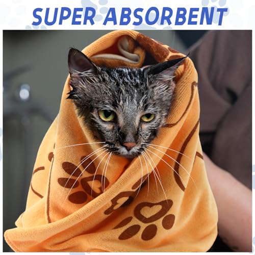 Fanfanwin 4 Pcs Dog Bath Towels Microfiber Drying Dog Towel Absorbent Pet Heart - Image 6