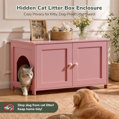 Extra Large Hidden Cat Litter Box Enclosure Furniture, Dog Proof Kitty Washroom - Image 6