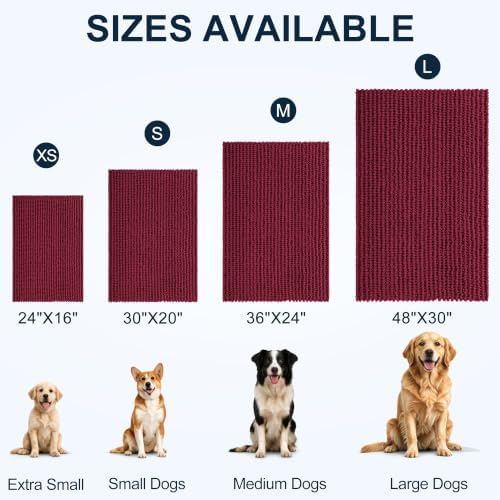 Smiry Dog Door Mat for Muddy Paws 30x20, Ultra Absorbent Chenille Doormat - Image 2