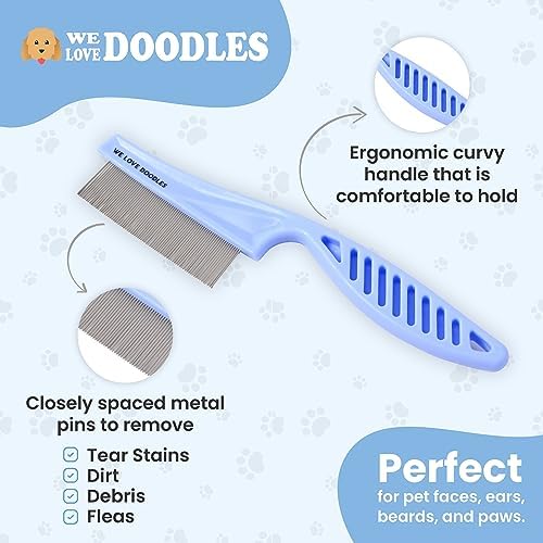 Tick & Flea Comb For Small Dogs, Fine Tooth Dog Face Brush For Tear Stains - Image 2