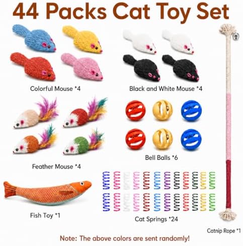 Cat Toys for Indoor Cats, 44 Pack Interactive Cat Toy Set for Kitten - Image 2