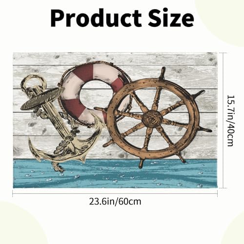 Giwawa Nautical Anchor Bath Rug Coastal Boat Bathtub Mat Extra Absorbent - Image 3