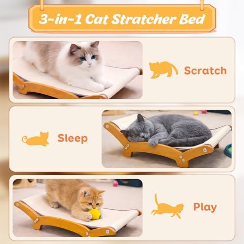Sisal Cat Scratcher Bed for Indoor Cats, 26.3in Solid Beech Wood Frame - Image 4