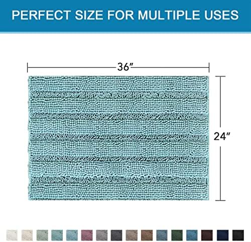 H.VERSAILTEX Bath Mats for Bathroom Non Slip Extra Thick Chenille Striped Bath - Image 2