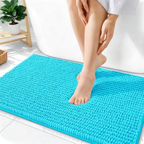 OLANLY Thick Chenille Absorbent Bathroom Rugs Mat 36x24, Aqua Sky by OLANLY