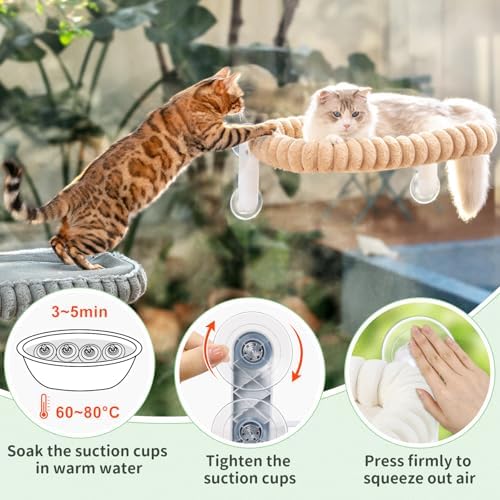 Sunhoo Foldable Cat Window Perch, Large Suction Cup Kitty Hammock - Image 6