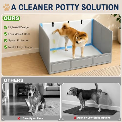 BoYata Dog Litter Box with High Walls, Foldable Dog Pee Pad Holder Indoor - Image 2