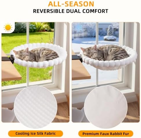 Desk Cat Bed with 2 Washable Covers, Space Saving Clamp-On Cat Perch Hammock - Image 4