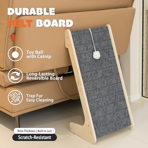 PETKARAY Felt Cat Scratcher, L Shaped Scratching Pad, Scratch Resistant Carpet - Image 3