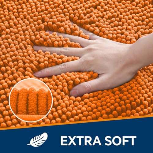 Chenille Bathroom Rug 30"x50" Orange, Large Plush Bath Mat - Image 3