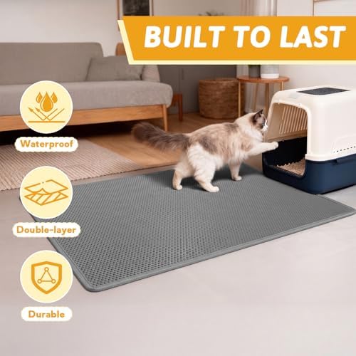 Pieviev Cat Litter Box Mat, Double-Layer Urineproof Design - Image 7