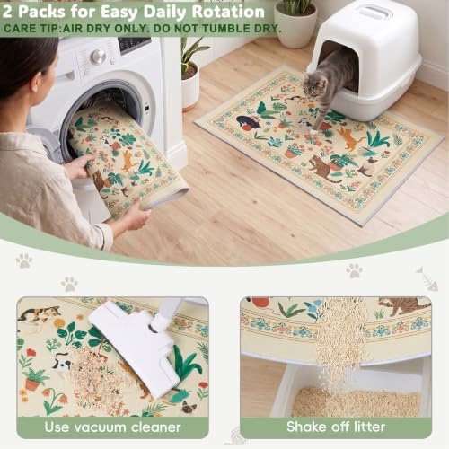 Bienbee Cat Litter Mat, 2 Pack 33" x 22" Machine Washable - Image 6