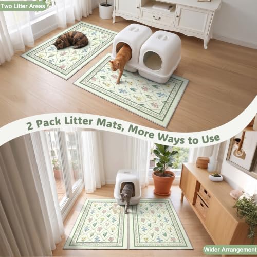 Bienbee Cat Litter Mat, 2 Pack 33" x 22" Machine Washable - Image 5