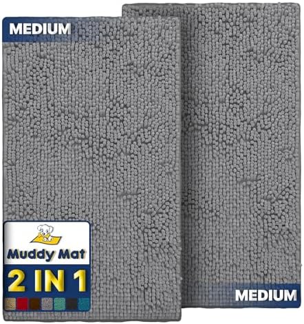 Muddy Mat® 2-Piece Grey Medium 30"X19" AS-SEEN-ON-TV Highly Absorbent by MuddyMat%C2%AE