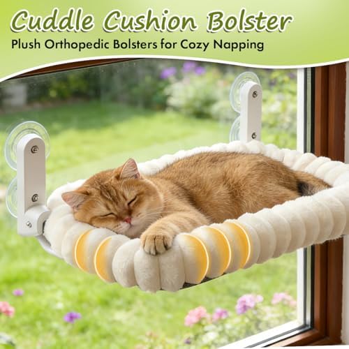 Zoratoo 2PC Cloud-Cuddle Cat Window Perch, Foldable Cat Hammock, M White - Image 6