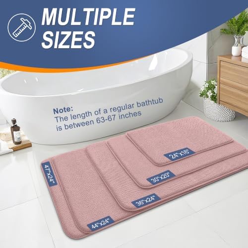OLANLY Memory Foam Bathroom Runner Rugs 47x24, Long Bath Mats, Dusty Rose - Image 5