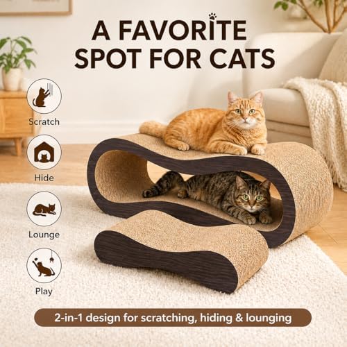 Simple Delxue 2 in 1 Large Cardboard Cat Scratcher Lounger，Cat Scratching Board - Image 4