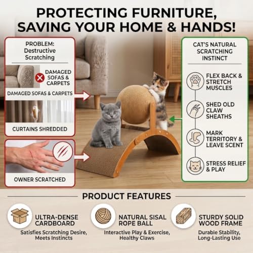 Solid Wood Arch Cat Scratcher - Image 6