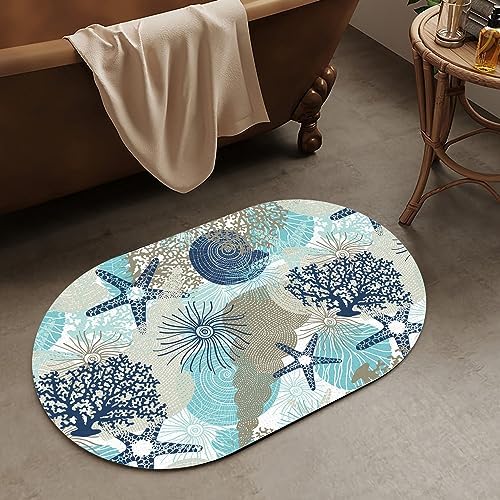 Cute Corals and Seashells Super Absorbent Quick-Drying Bathroom Mat Rug - Image 2