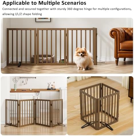 Dog Gate for Stairs, Foldable Dog Gate for Indoor Doorways House, Freestanding - Image 3
