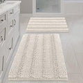H.VERSAILTEX Ivory Bath Mat Bath Rugs, Extra Thick Striped Bath Rugs by HVERSAILTEX