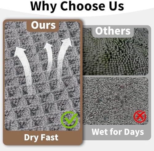 Long Bath Mat, Waffle Bathroom Runner Rug Non Slip Washable, 24 x 60 - Image 4