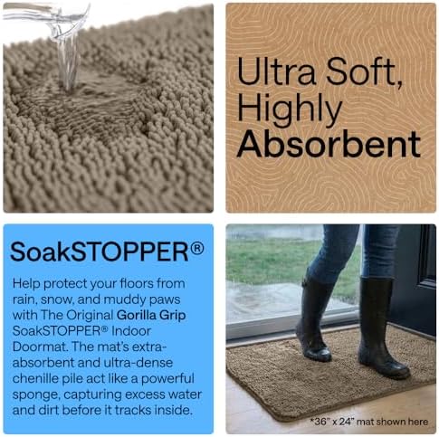 GORILLA GRIP SoakSTOPPER Dog Door Mat, Machine Wash Dry, 24x17 Cappuccino - Image 4