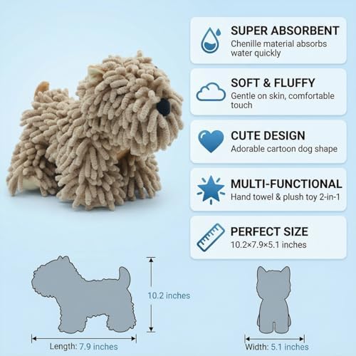 2Pcs Chenille Dog Hand Towel Fuzzy Ball Dog Towel Animal Hand Towels - Image 3