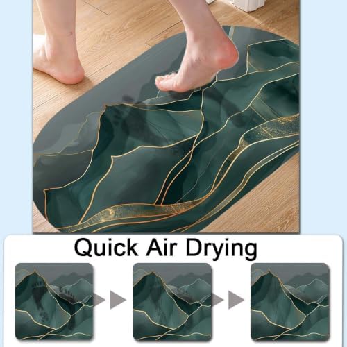 Green and Gold-Mountain-Super Absorbent Quick-Drying Bathroom Mat Rug, Rubber - Image 5