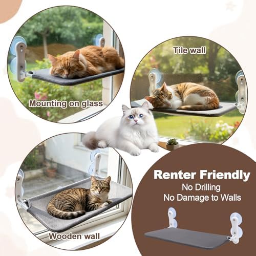 Renter Friendly Cat Shelves, Cat Window Perch Hammock Bed - Image 7