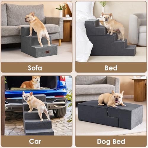 EHEYCIGA Dog Stairs 13.5" H, 3-Step Extra Wide Dog Steps - Image 7