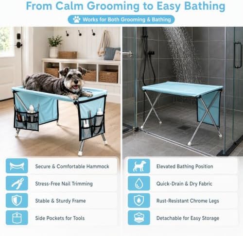 Pet Grooming Hammock, Foldable Detachable Breathable Stretchy Fabric Pet - Image 3