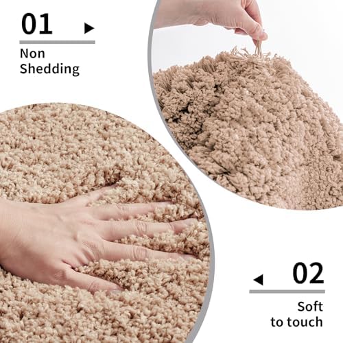 Disolla Beige Bathroom Rugs 20x32, Non-Slip Plush Thick Bath Mat - Image 4