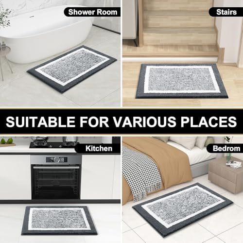 OLANLY Large Bathroom Rugs 40x32, Absorbent Microfiber Bath Rugs, Dark Grey - Image 7