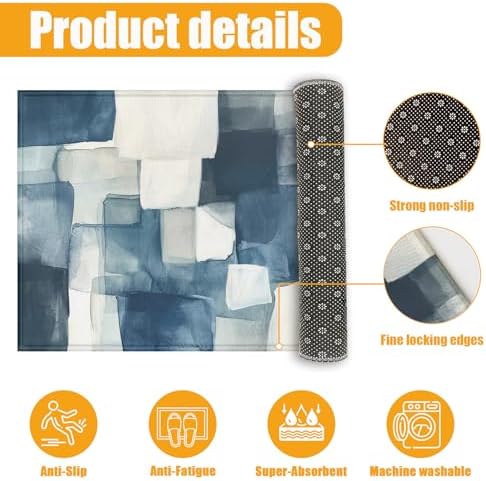 Blue Geometric Watercolor Bath Mat - Image 3