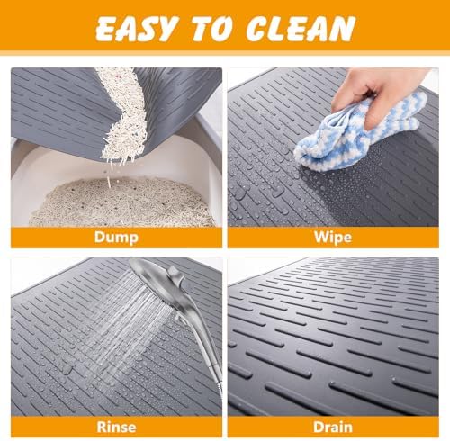 Silicone Cat Litter Mat, Waterproof, Raised Edge, 28 x 20 in - Image 4