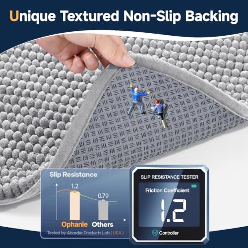 Ophanie Grey Bathroom Runner Rugs 60x17, Soft Chenille Bath Mat, Non Slip - Image 4