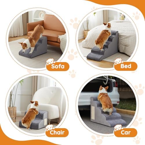 Ahpmeoa Dog Stairs for Small Dogs 19.7" H, Dog Ramp for Bed - Image 6