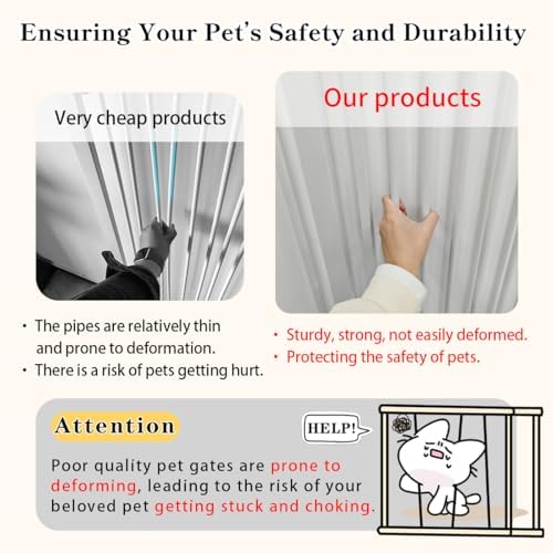 Lumizone Extra Tall Cat Gate 61.02" High 29.92"-59.44" Wide Pet Gate White - Image 6