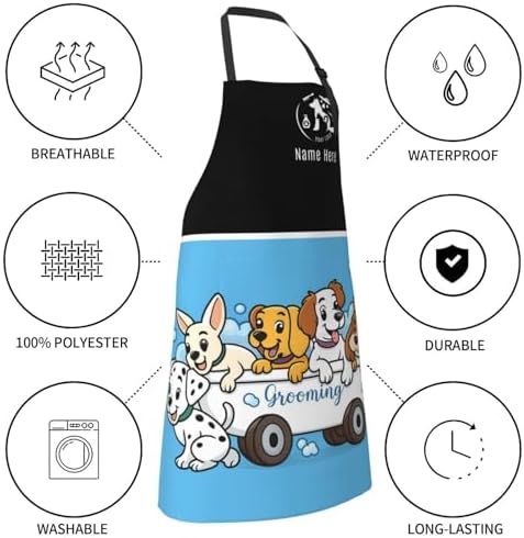 Custom Dog Grooming Apron with Logo Text, Pet Groomer Waterproof Aprons - Image 3