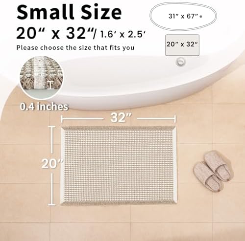 Waffle Bath Mat, Boho Bathroom Rugs Non Slip Washable - Image 2
