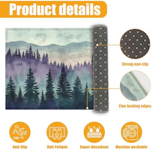 Green Purple Misty Forest Bath Mat - Image 3