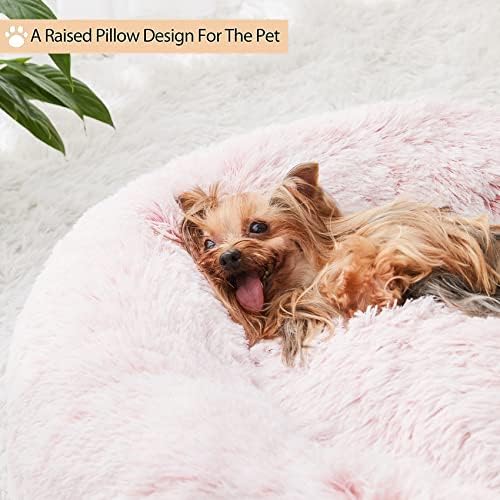 WNPETHOME Small Pink Round Calming Dog Bed Cat Bed - Image 4
